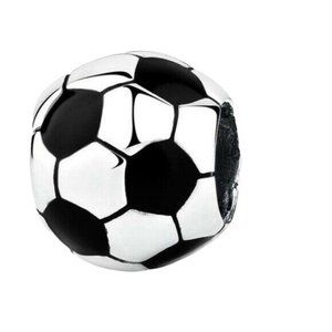 925 Sterling Silver Soccer Ball Charm Bead NEW